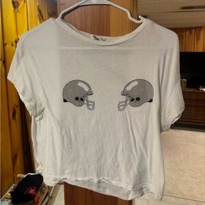 White T-Shirt with Helmet Print